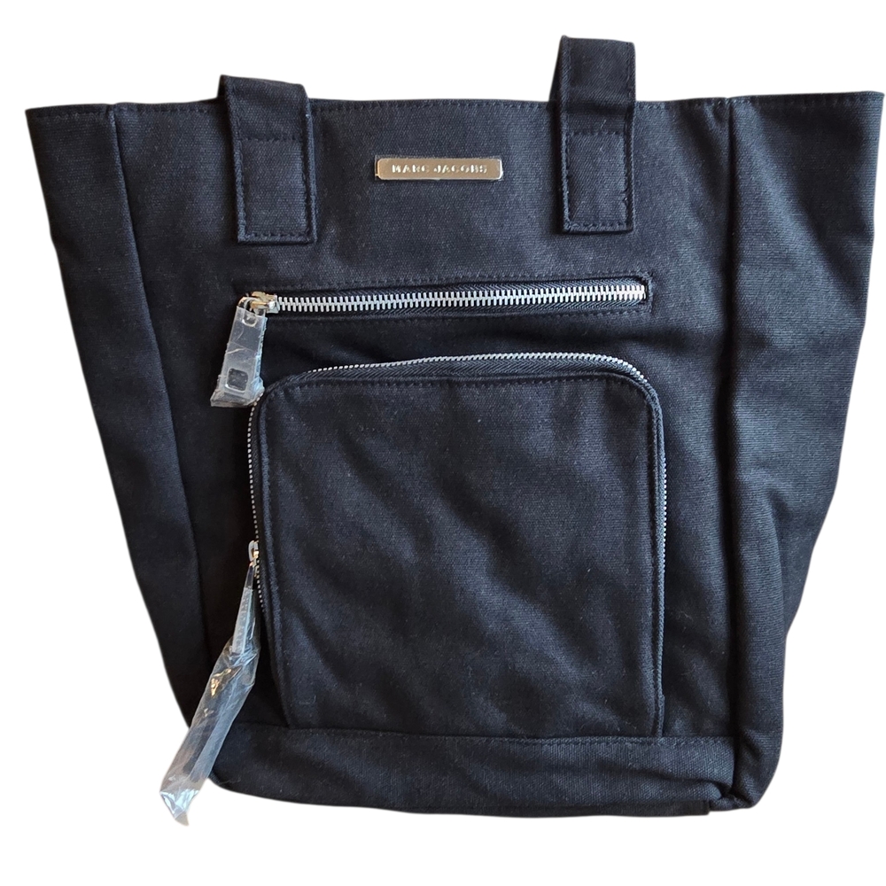 NWOT Marc Jacobs Black Shoulder Tote Bag With Zippers